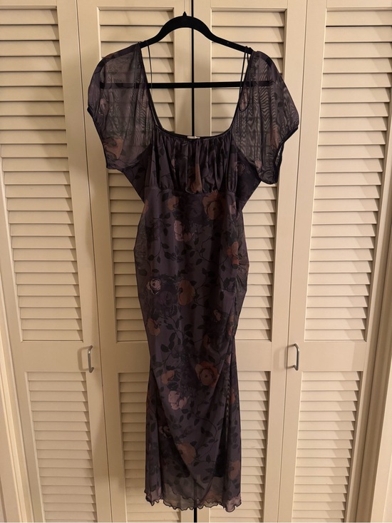 Maeve Dresses & Skirts - MAEVE Sheer Floral Midi Dress in Dusty Plum